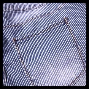 Blue & White Striped Denim Shorts